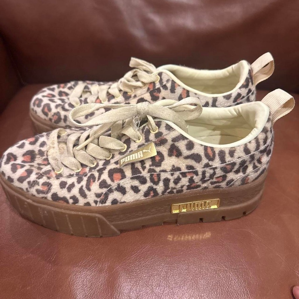 Puma leopard print platform sneakers